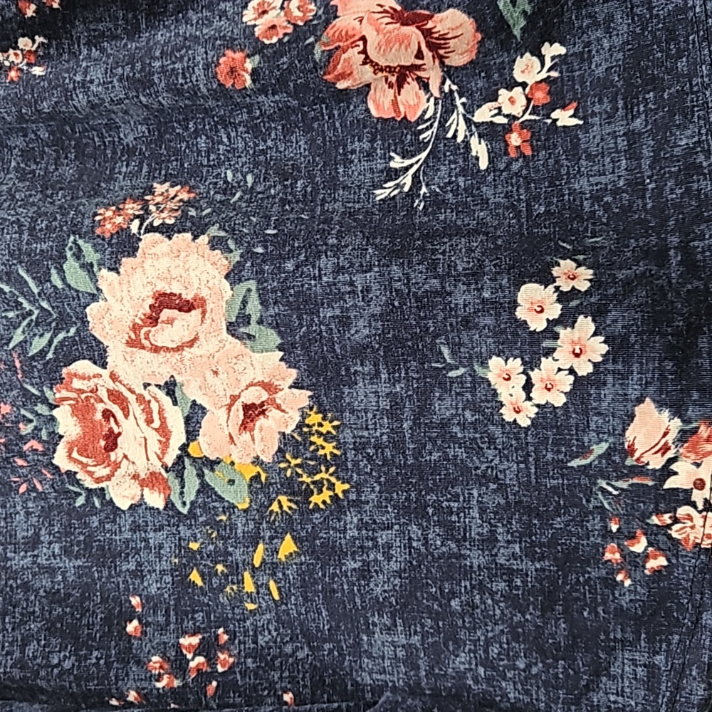 Absolutely Famous Peasant Blouse Blue Floral Long Sleeve Bohemian - Picture 4 of 8